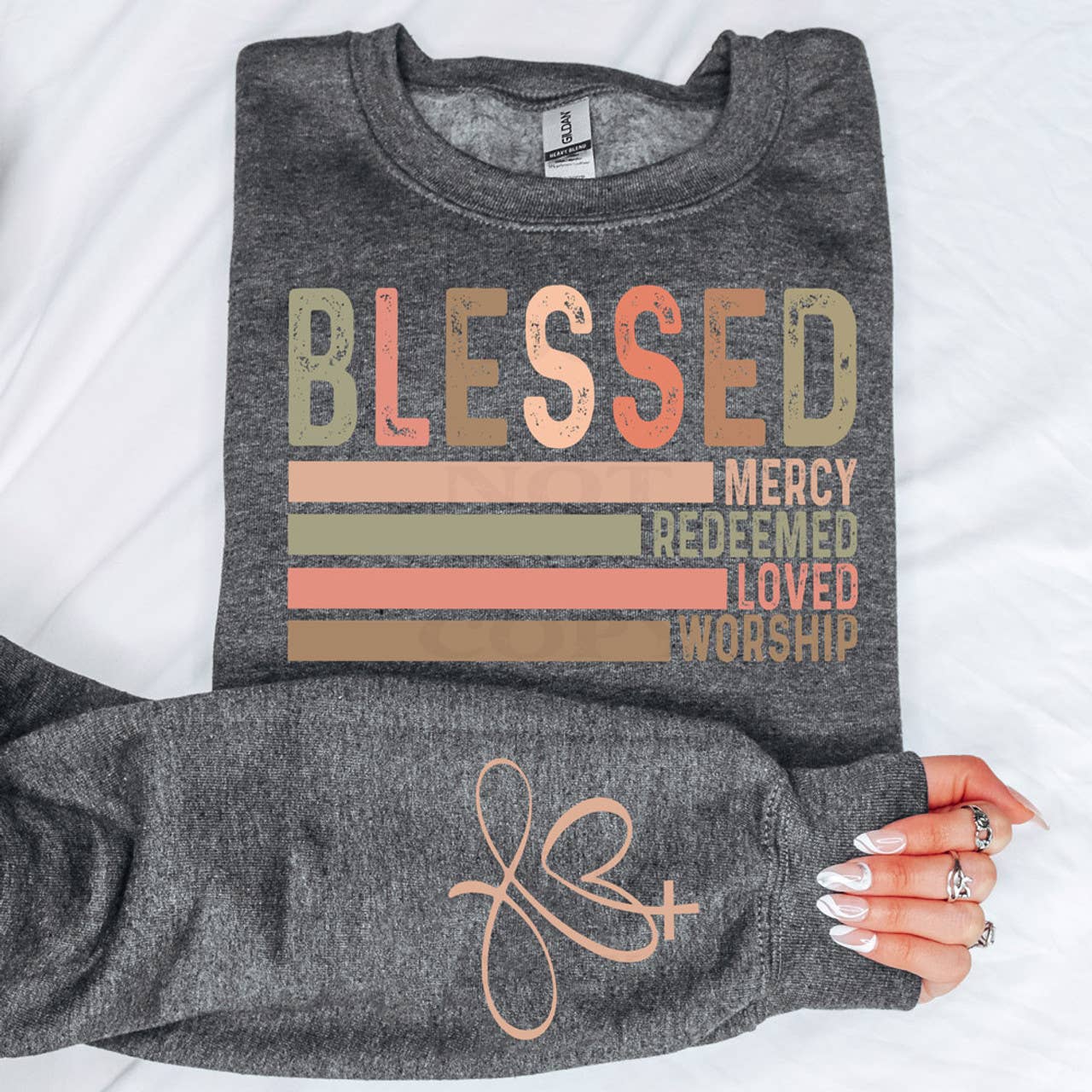 Blessed Sleeve Crewneck - Adult & Kids T-Shirts, Sweatshirts & Hoodies apparel design preview 1