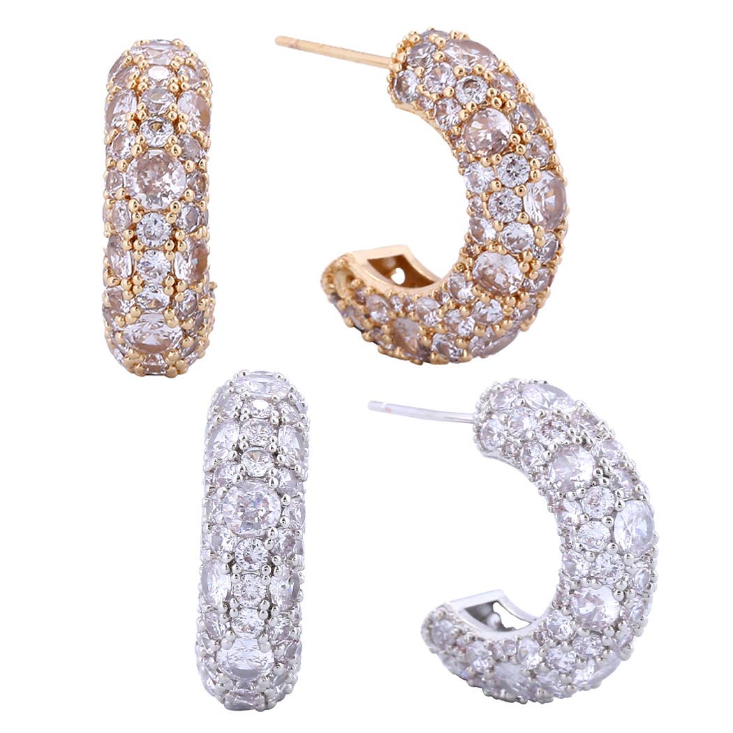 14K Dipped Half Hoop Cz Paved Post Earrings - Adult & Kids T-Shirts, Sweatshirts & Hoodies apparel design preview 1