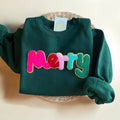 Chenille Patch Merry Christmas Holiday Sweaters - Adult & Kids T-Shirts, Sweatshirts & Hoodies apparel design preview 1
