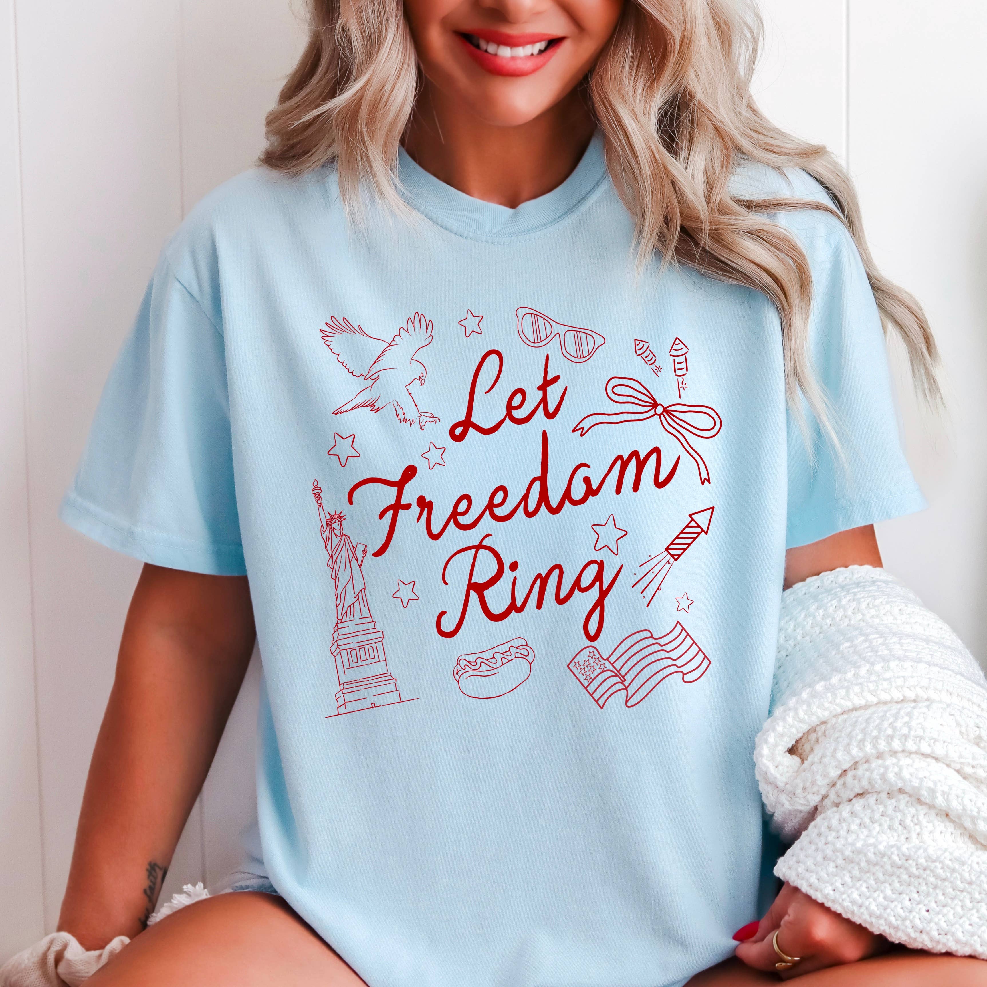 Let Freedom Ring July 4th Graphic Comfort Color - Adult & Kids T-Shirts, Sweatshirts & Hoodies apparel design preview 1