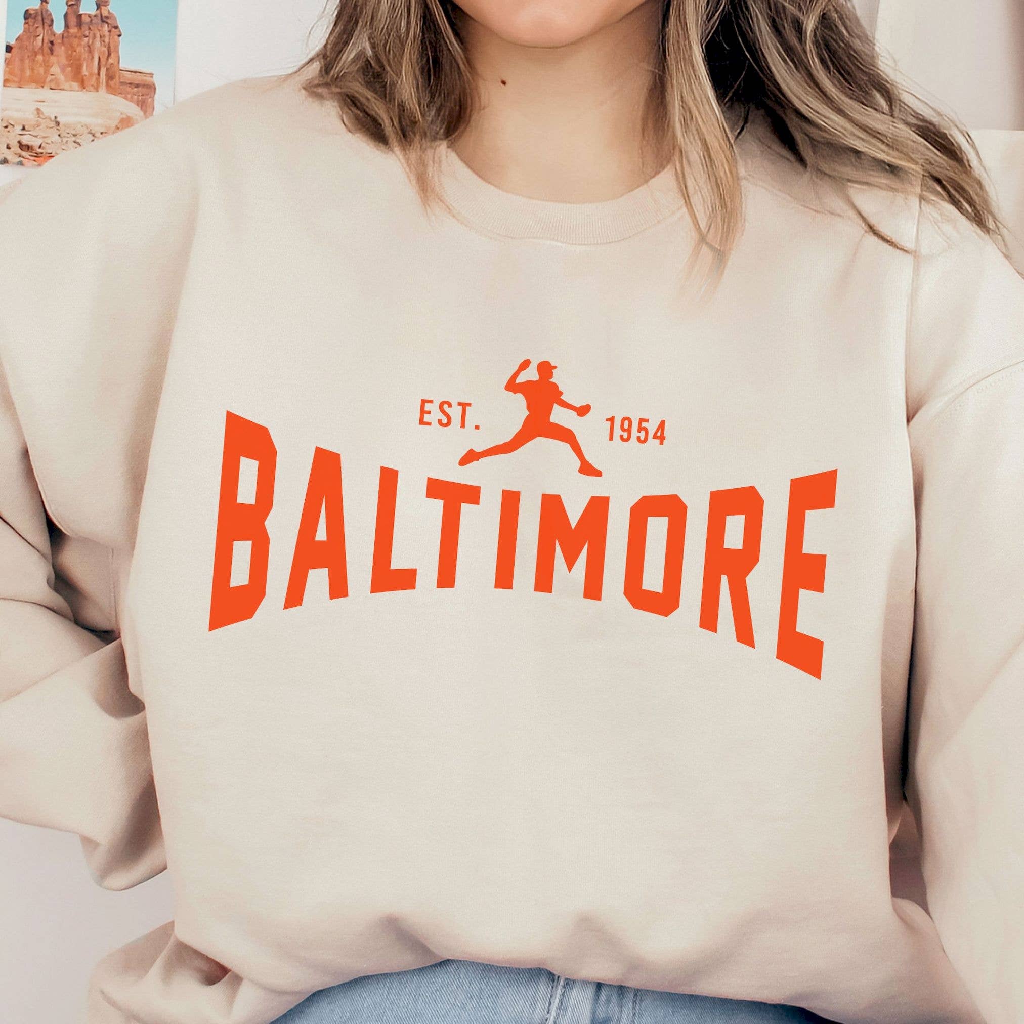 Vintage Baltimore Oriole Crewneck Retro Women's - Adult & Kids T-Shirts, Sweatshirts & Hoodies apparel design preview 1