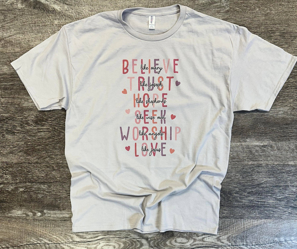 Believe Like Mary Valentine Edition Silver - Adult & Kids T-Shirts, Sweatshirts & Hoodies apparel design preview 1
