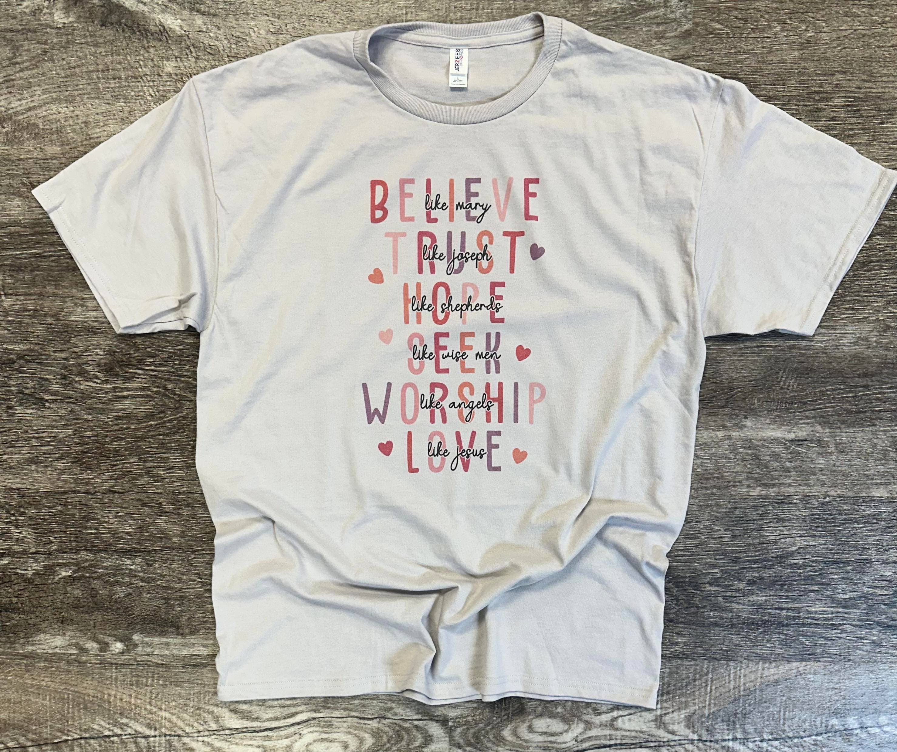 Believe Like Mary Valentine Edition Silver - Adult & Kids T-Shirts, Sweatshirts & Hoodies apparel design preview 1