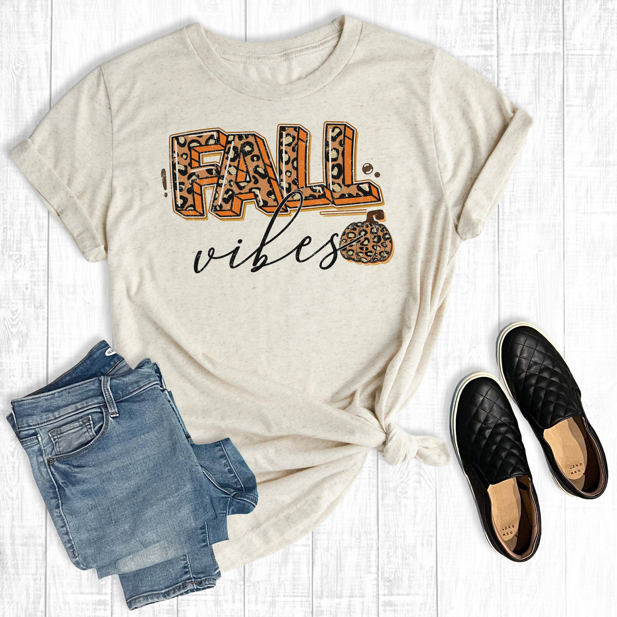 Fall Vibes Leopard - Adult & Kids T-Shirts, Sweatshirts & Hoodies apparel design preview 1