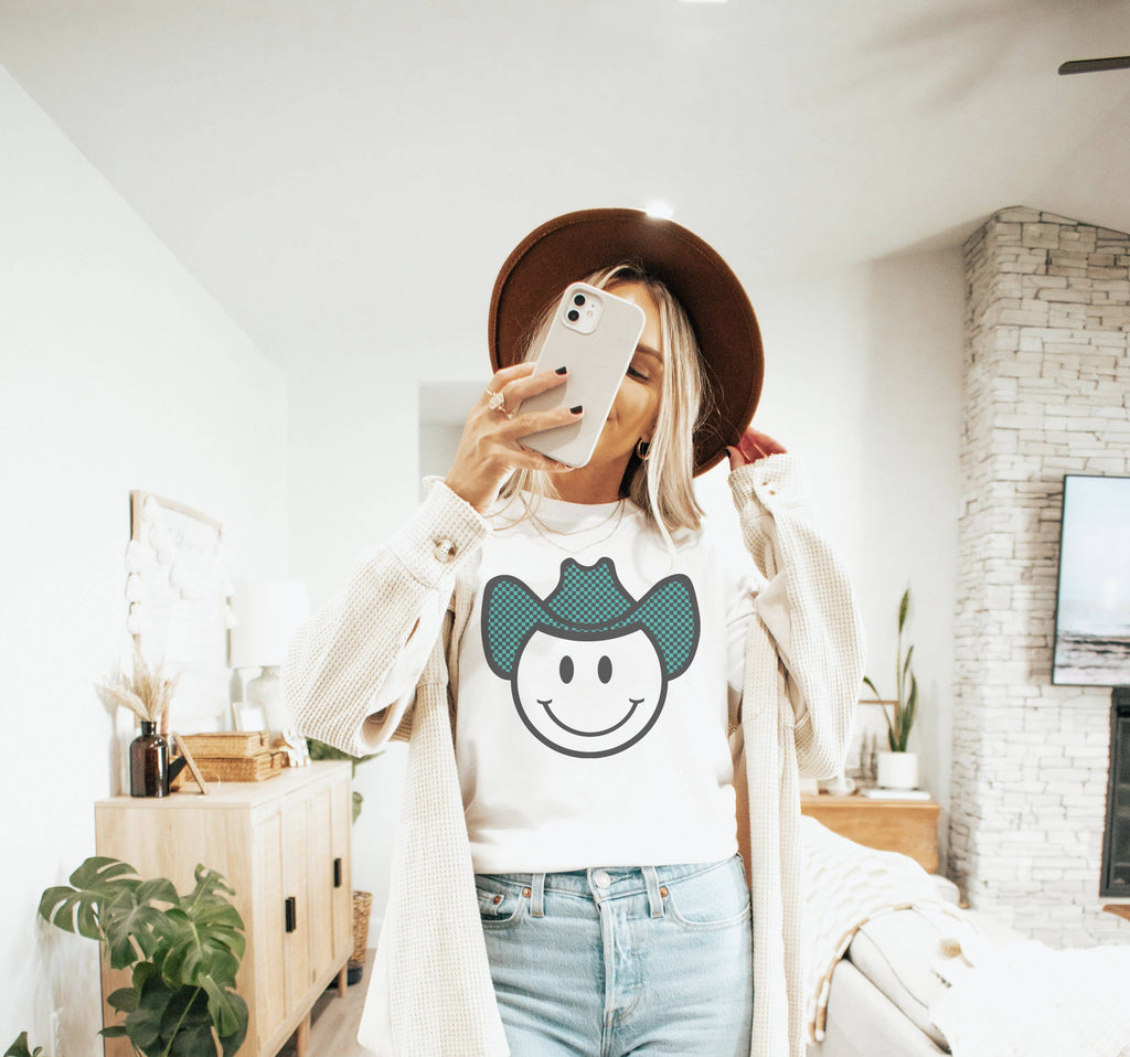 Cowboy Happy Face Women's Graphic Western Smile - Adult & Kids T-Shirts, Sweatshirts & Hoodies apparel design preview 1