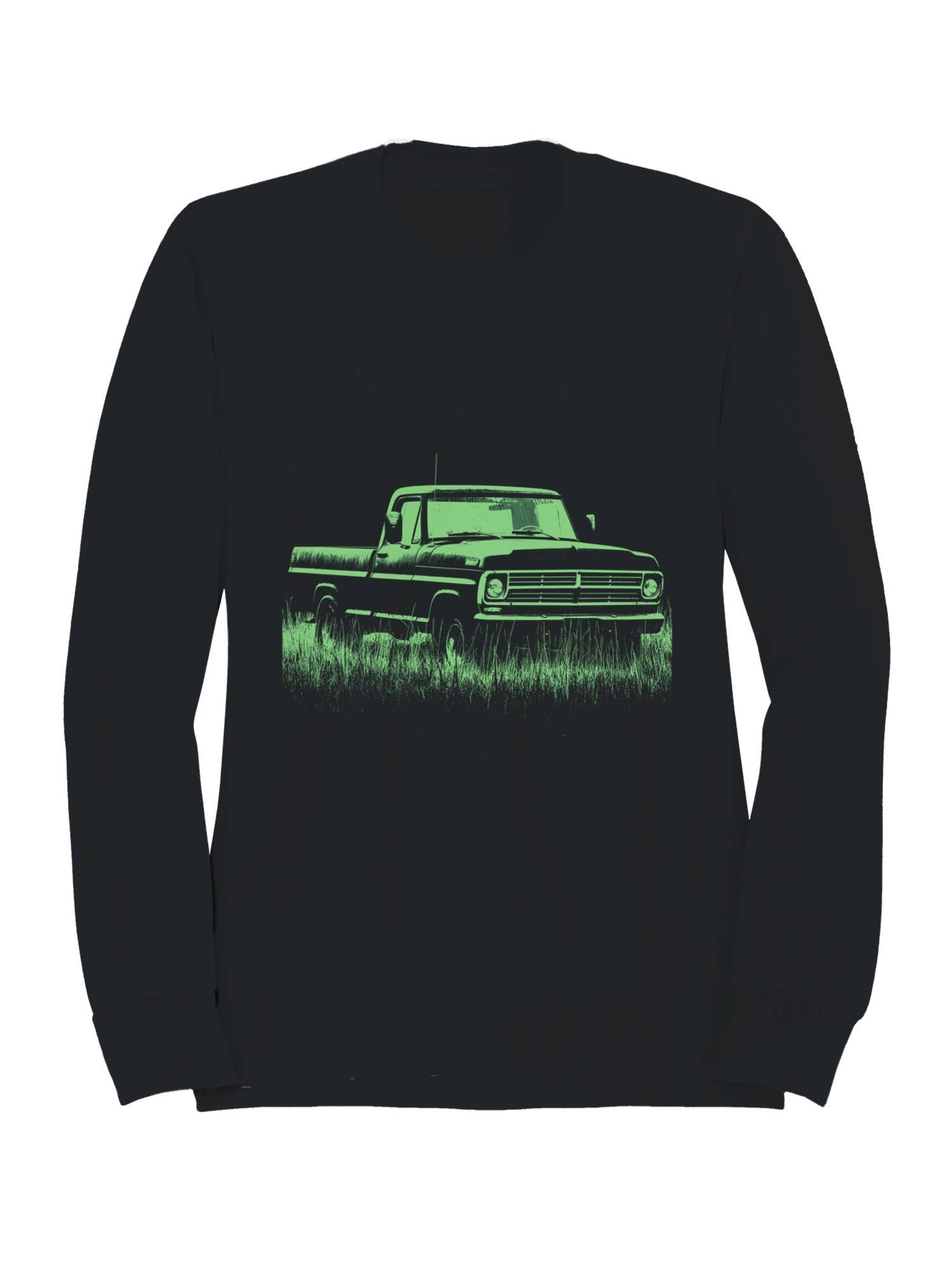 Vintage Truck in Grassland Silhouette Men's - Adult & Kids T-Shirts, Sweatshirts & Hoodies apparel design preview 1