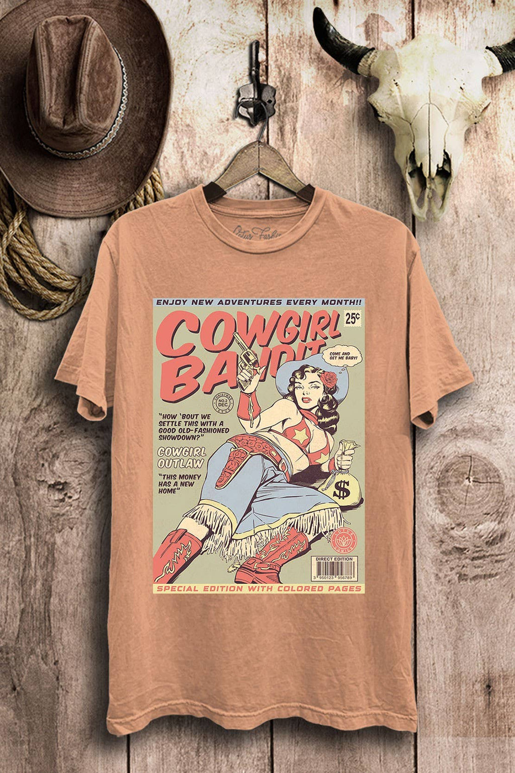 Cowgirl Bandit Western Retro Comics Graphic Top - Adult & Kids T-Shirts, Sweatshirts & Hoodies apparel design preview 1