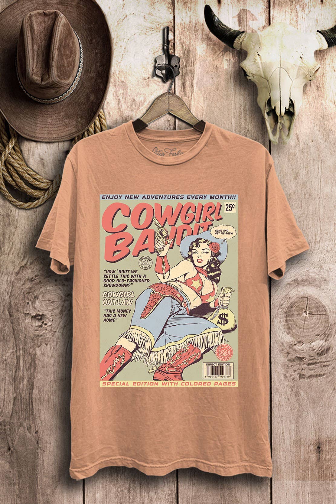 Cowgirl Bandit Western Retro Comics Graphic Top - Adult & Kids T-Shirts, Sweatshirts & Hoodies apparel design preview 1