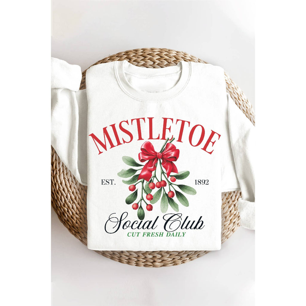 Mistletoe Social Club Holiday Crewneck - Adult & Kids T-Shirts, Sweatshirts & Hoodies apparel design preview 1
