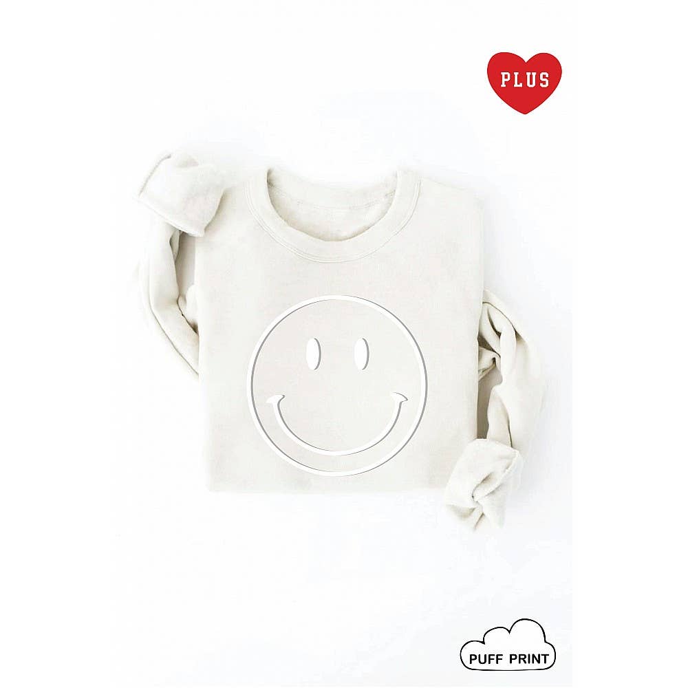 Smiley Face Tonal Puff Print Plus Graphic - Adult & Kids T-Shirts, Sweatshirts & Hoodies apparel design preview 1