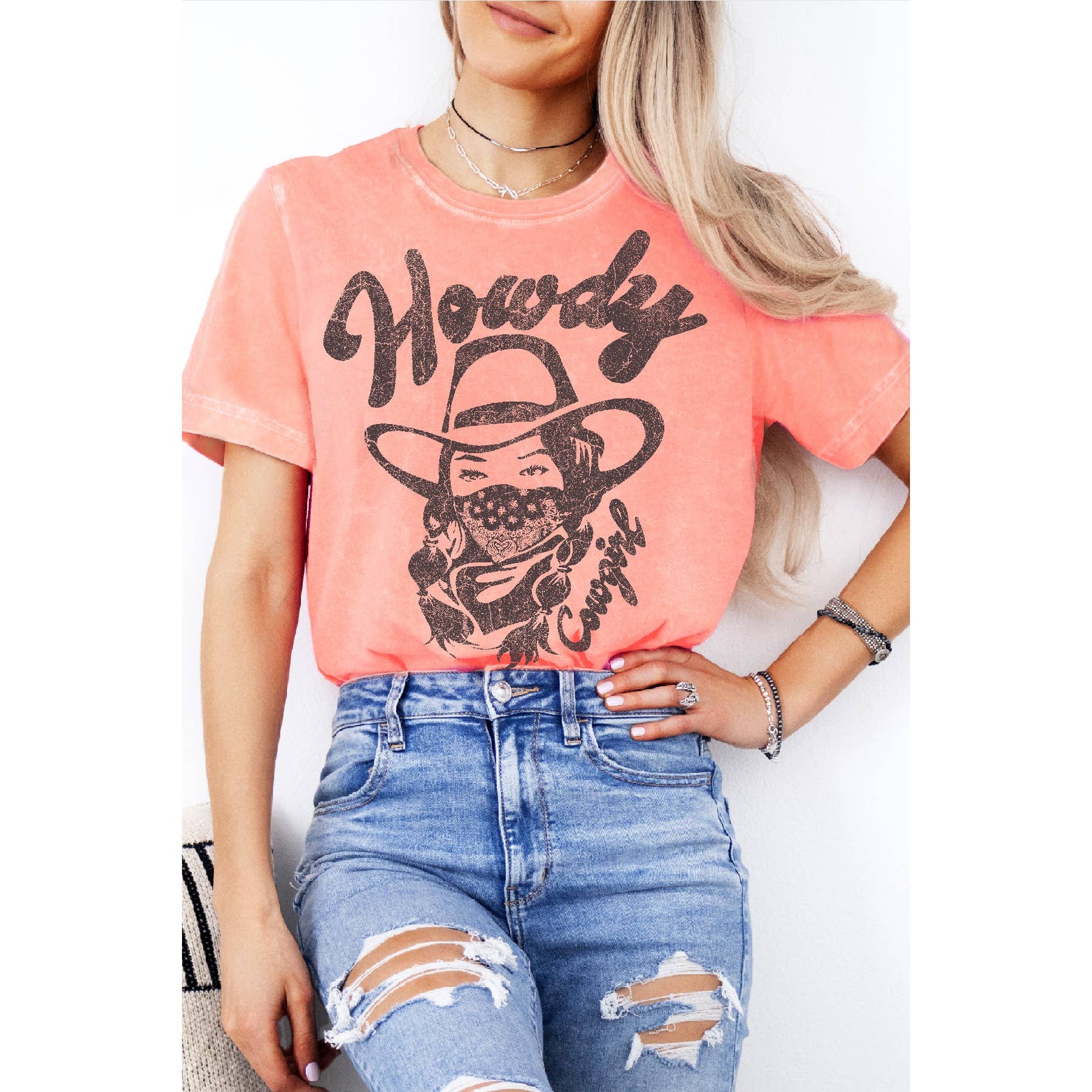 Howdy Cowgirl Mineral Wash - Adult & Kids T-Shirts, Sweatshirts & Hoodies apparel design preview 1