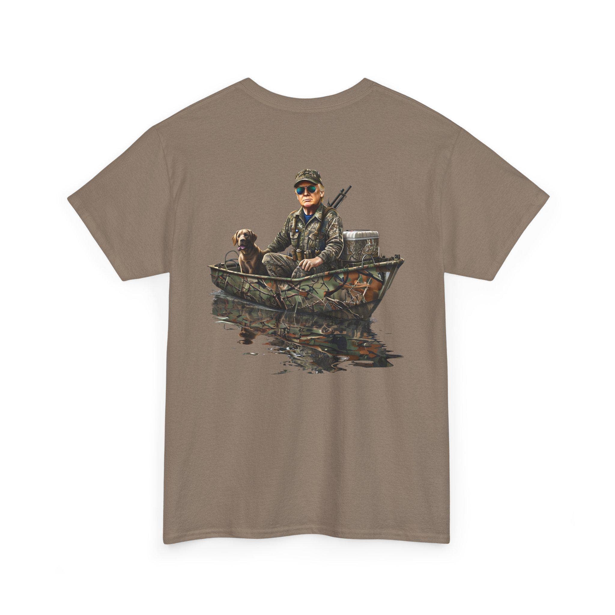 Trump Hunting Boat Outdoor Adventure Camo - Adult & Kids T-Shirts, Sweatshirts & Hoodies apparel design preview 1