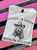 Outside I'm Hootin' Raccoon Graphic Cream - Adult & Kids T-Shirts, Sweatshirts & Hoodies apparel design preview 1