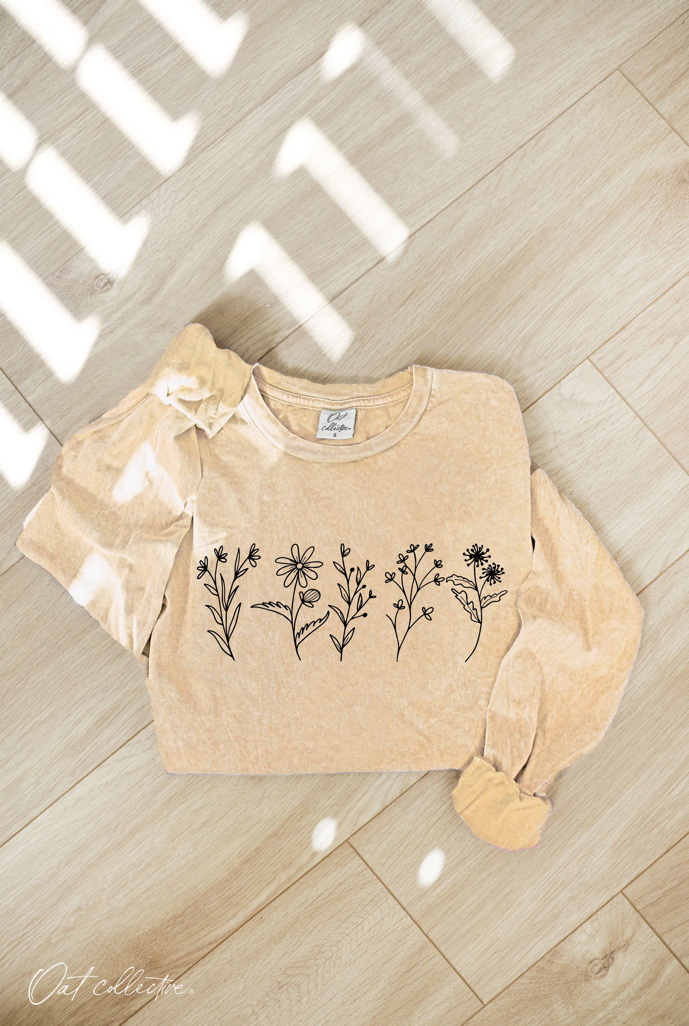 Flower Row Mineral Washed Graphic - Adult & Kids T-Shirts, Sweatshirts & Hoodies apparel design preview 1