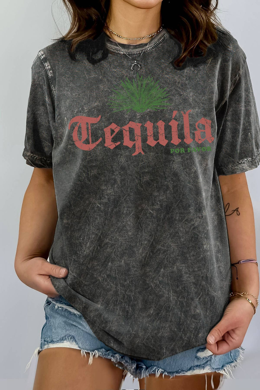Women Tequila Graphic Print Mineral Wash Top - Adult & Kids T-Shirts, Sweatshirts & Hoodies apparel design preview 1