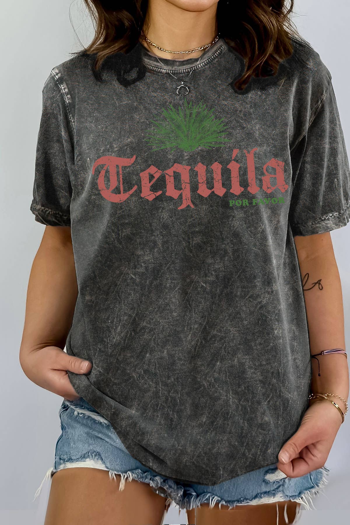 Women Tequila Graphic Print Mineral Wash Top - Adult & Kids T-Shirts, Sweatshirts & Hoodies apparel design preview 1