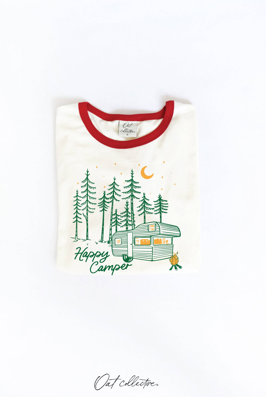 Happy Camper Ringer Graphic Top - Adult & Kids T-Shirts, Sweatshirts & Hoodies apparel design preview 1