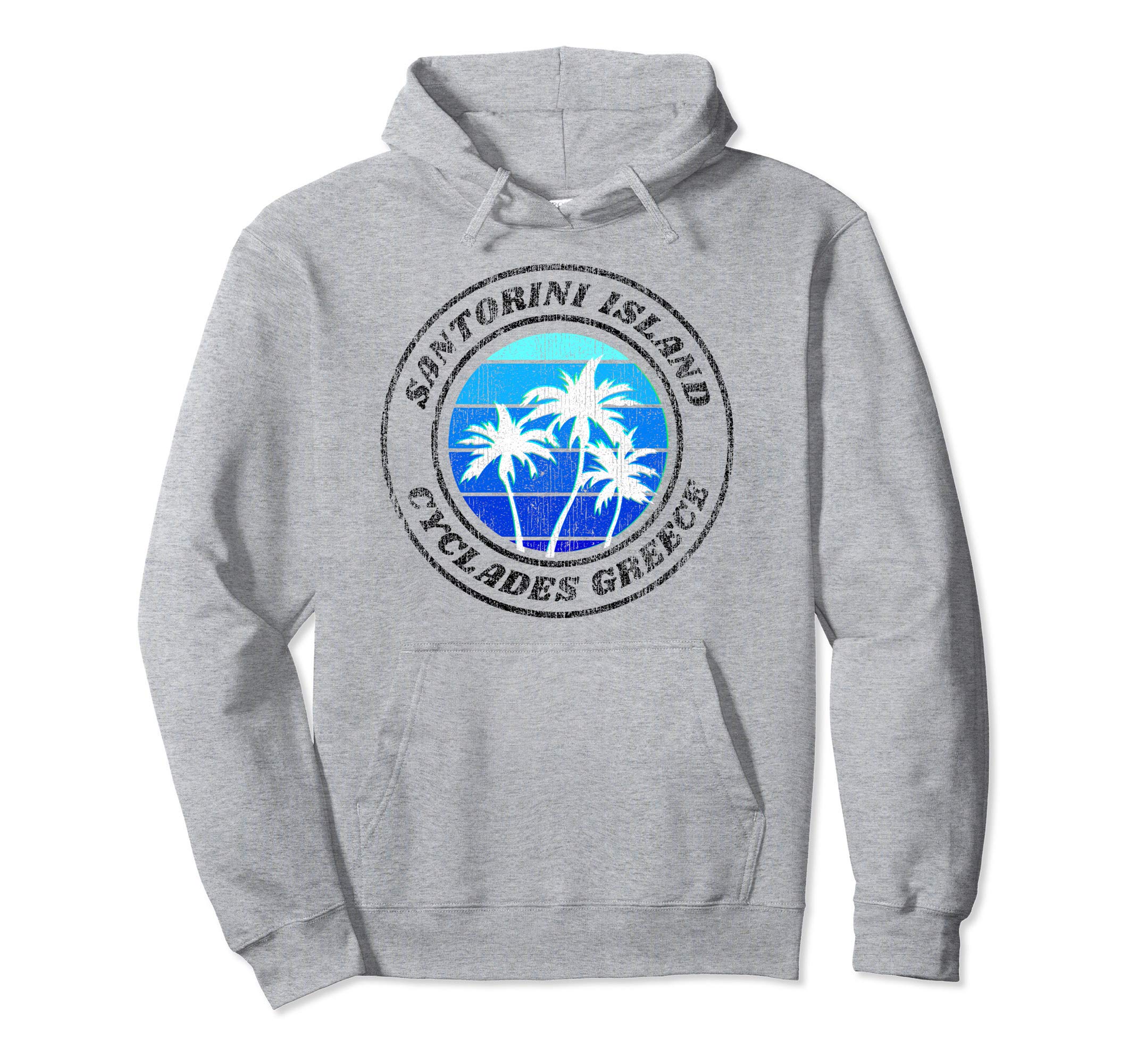 Santorini Island Greece Distressed Hoodie - Novelty Apparel Men Women - T-Shirt, Sweatshirt, Hoodie