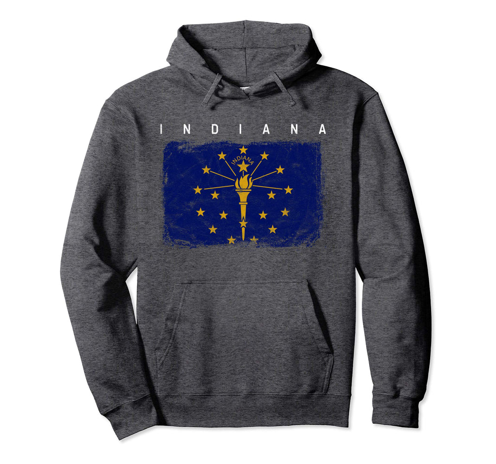 Indiana Distressed Home State Flag Hoodie - Graphic Print for Adults - T-Shirt, Sweatshirt, Hoodie
