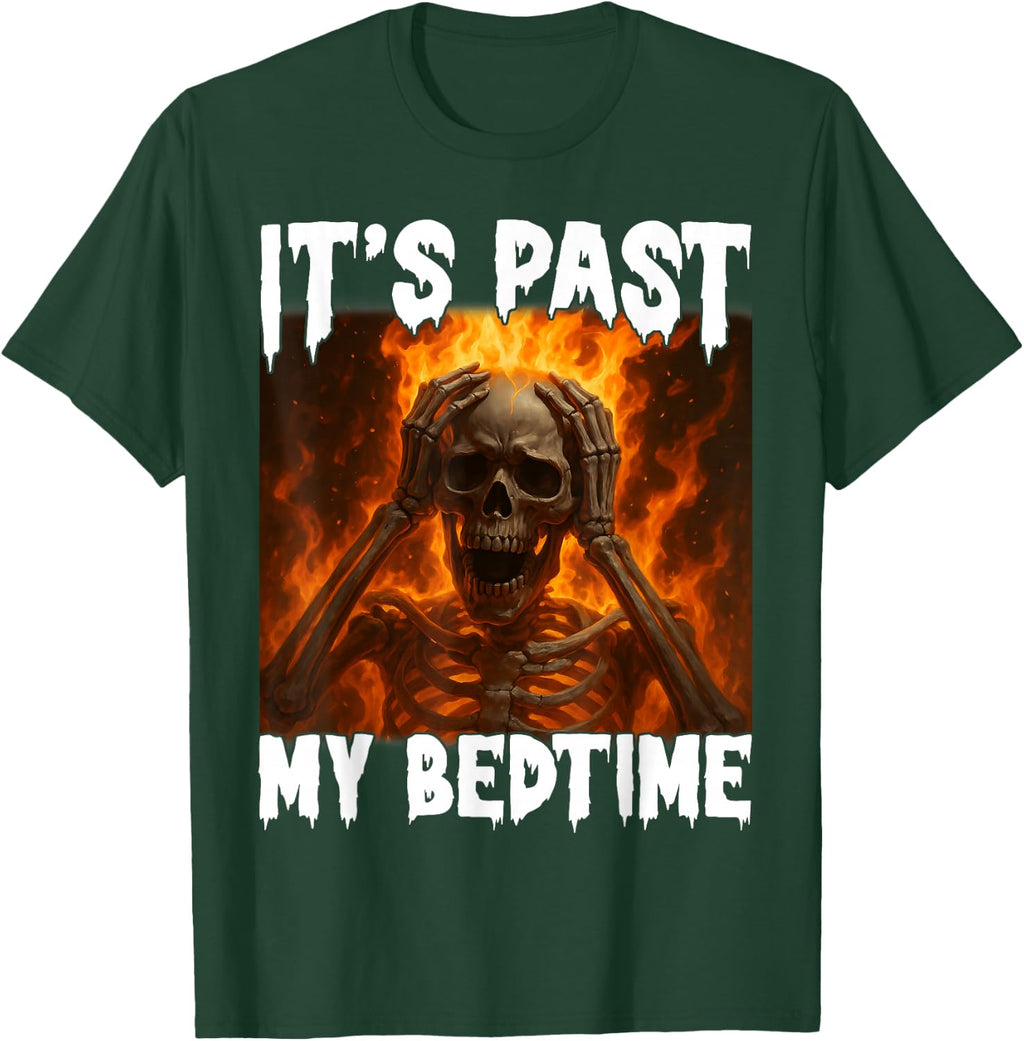 Funny Skeleton Meme Flames Ironic Tired Ades. - Adult & Kids T-Shirts, Sweatshirts & Hoodies apparel design preview 1