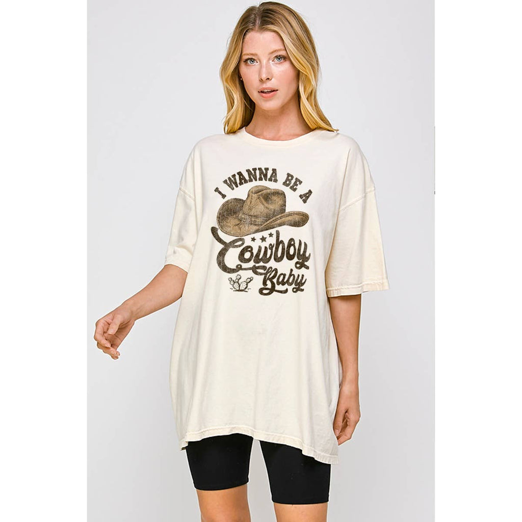 I Wanna Be A Cowboy Baby Vintage Graphic Oversized - Adult & Kids T-Shirts, Sweatshirts & Hoodies apparel design preview 1