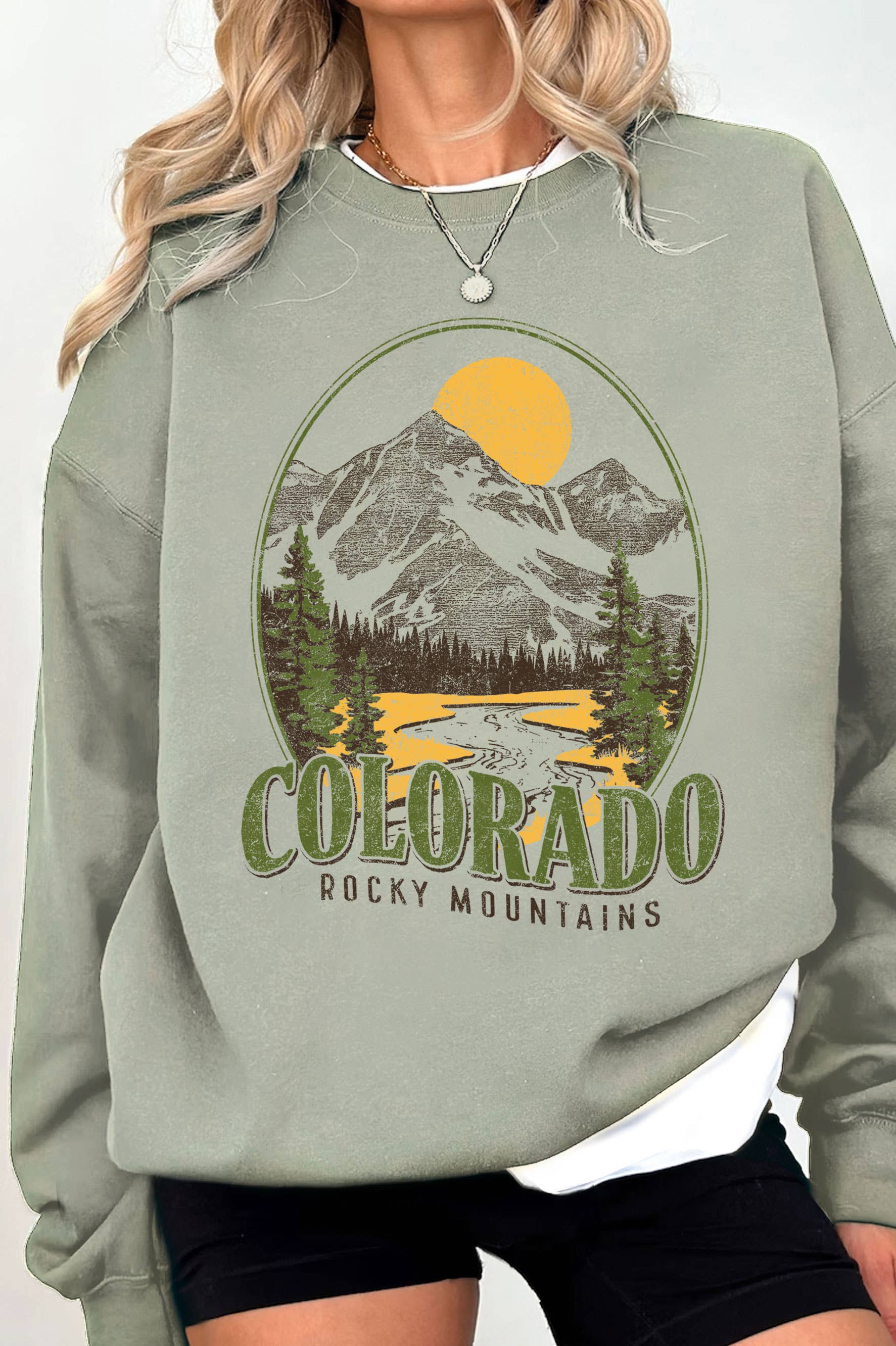 Colorado Mountains Graphic Brushed - Adult & Kids T-Shirts, Sweatshirts & Hoodies apparel design preview 1