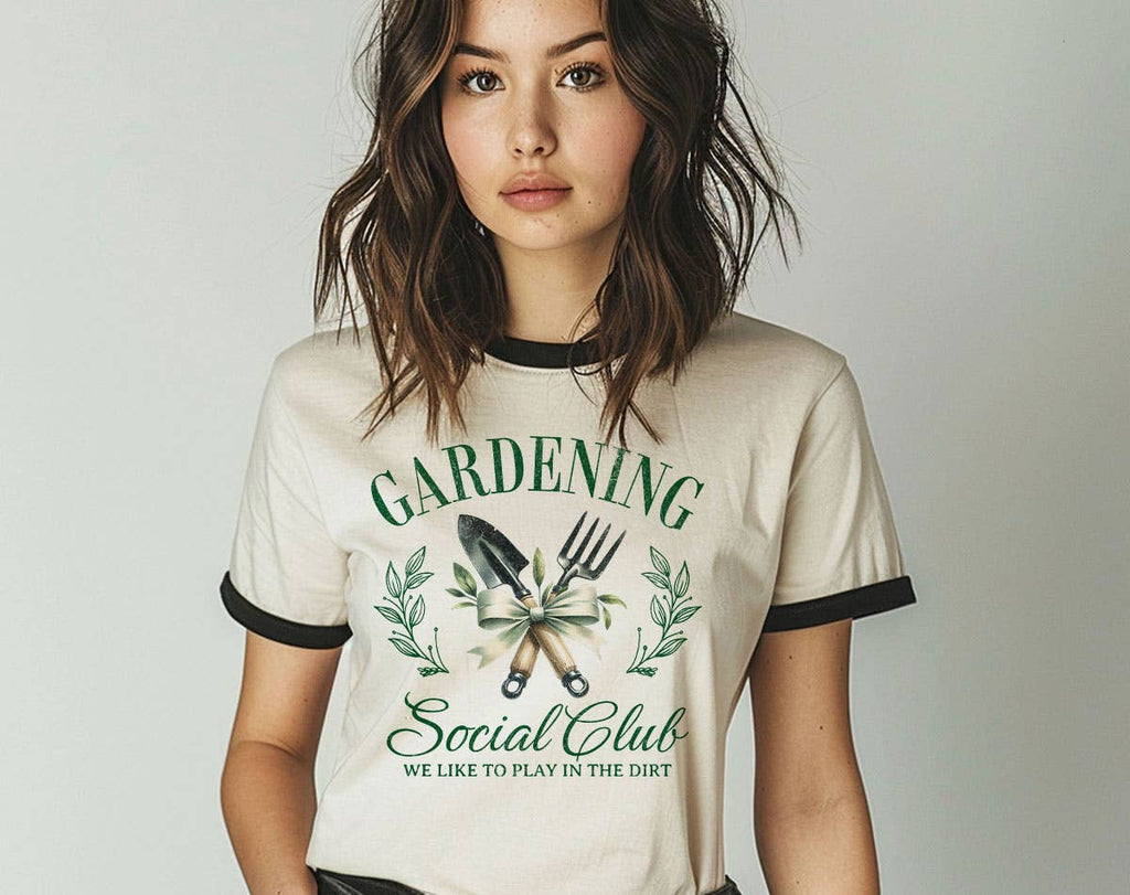 Gardening Social Club Cute Garden Ringer - Adult & Kids T-Shirts, Sweatshirts & Hoodies apparel design preview 1