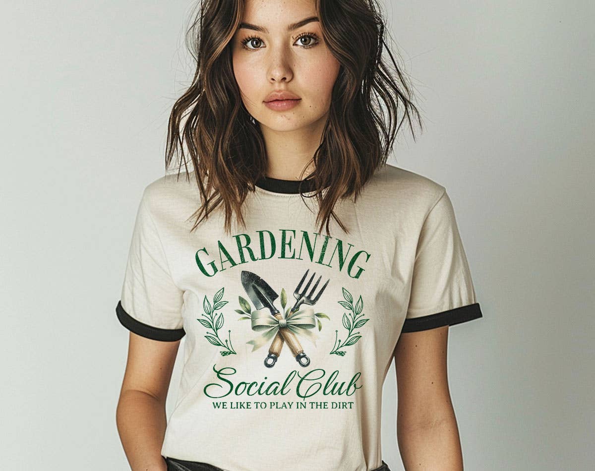 Gardening Social Club Cute Garden Ringer - Adult & Kids T-Shirts, Sweatshirts & Hoodies apparel design preview 1
