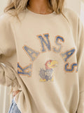 Ku Kansas Jayhawks Mega Arch Sand Thrifted - Adult & Kids T-Shirts, Sweatshirts & Hoodies apparel design preview 1