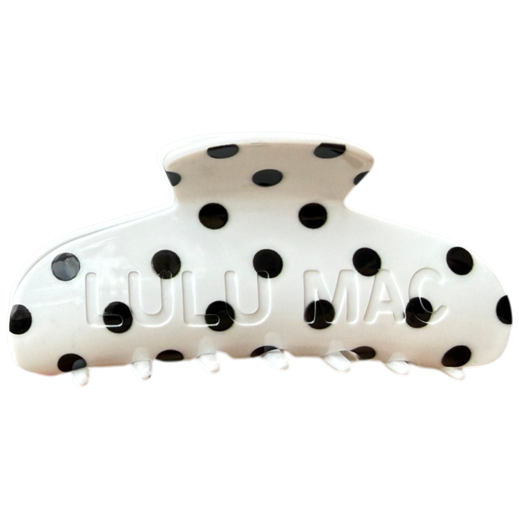 Lulu Mac Hair Clips LM-HR-1001- White/Black Dot - Adult & Kids T-Shirts, Sweatshirts & Hoodies apparel design preview 1