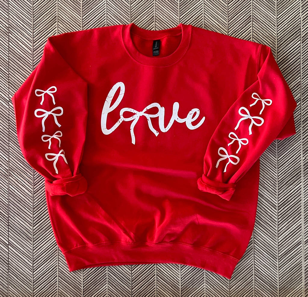 Love Bow Sleeve On Gildan Red - Adult & Kids T-Shirts, Sweatshirts & Hoodies apparel design preview 1
