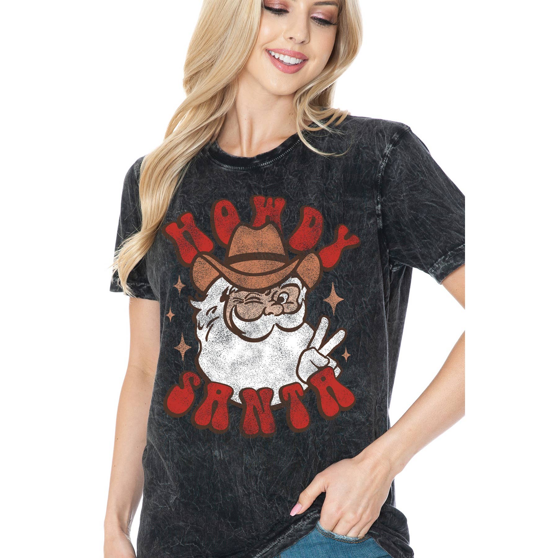 Howdy Santa Mineral Wash - Adult & Kids T-Shirts, Sweatshirts & Hoodies apparel design preview 1