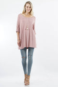..SC45027 Pnk-Mauve Elbow Sleeve Round Neck Tunic - Adult & Kids T-Shirts, Sweatshirts & Hoodies apparel design preview 1