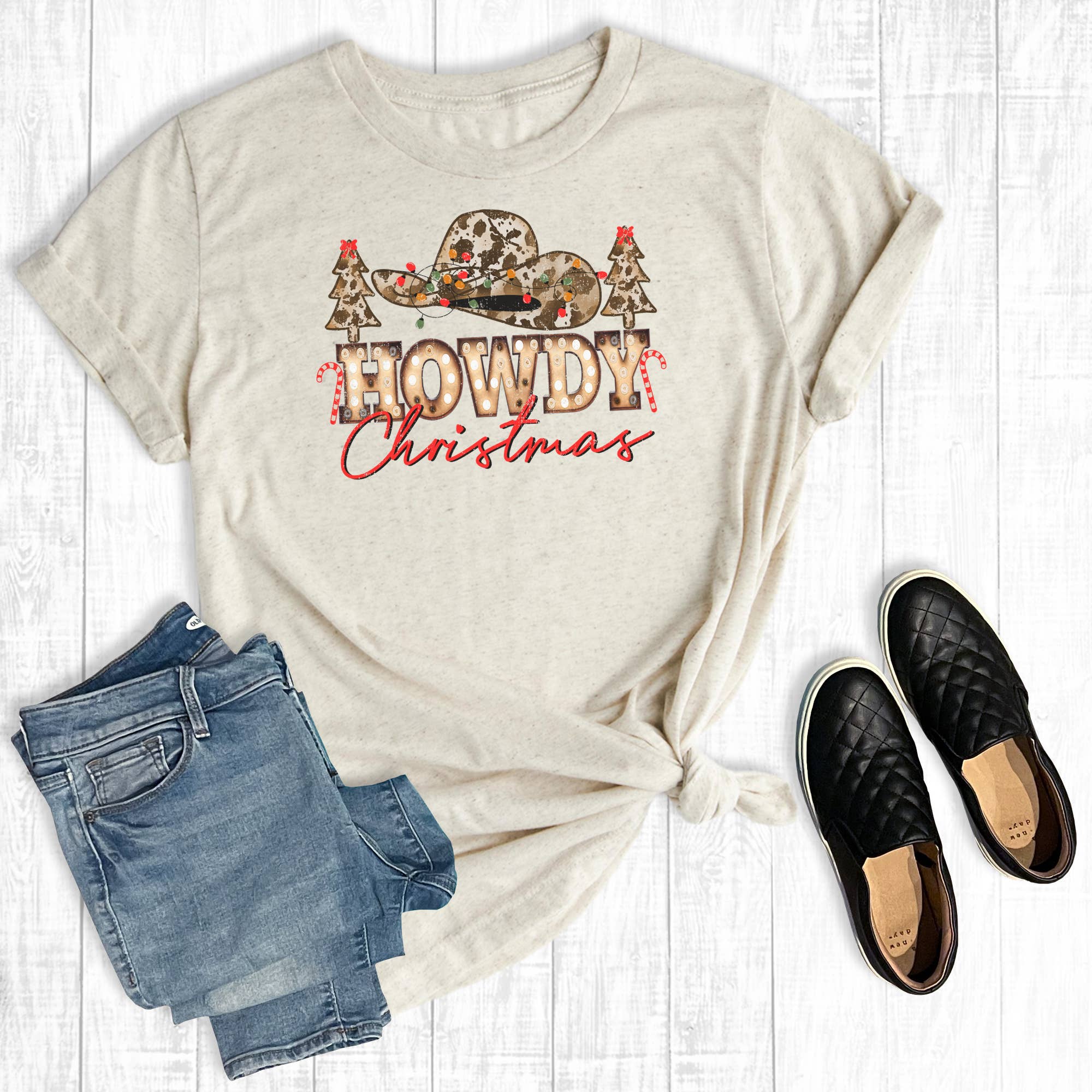 Howdy Christmas Cowboy Hat - Adult & Kids T-Shirts, Sweatshirts & Hoodies apparel design preview 1
