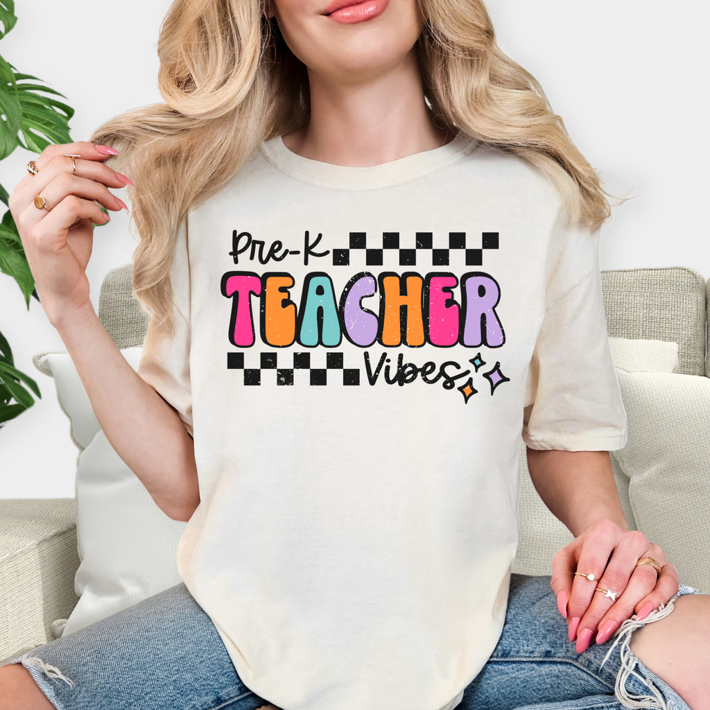 Teacher Vibes On Comfort Colors Ivory - Adult & Kids T-Shirts, Sweatshirts & Hoodies apparel design preview 1