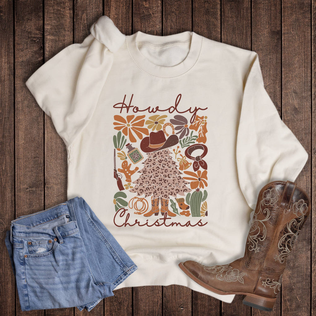 Christmas Western Howdy Collage - Adult & Kids T-Shirts, Sweatshirts & Hoodies apparel design preview 1