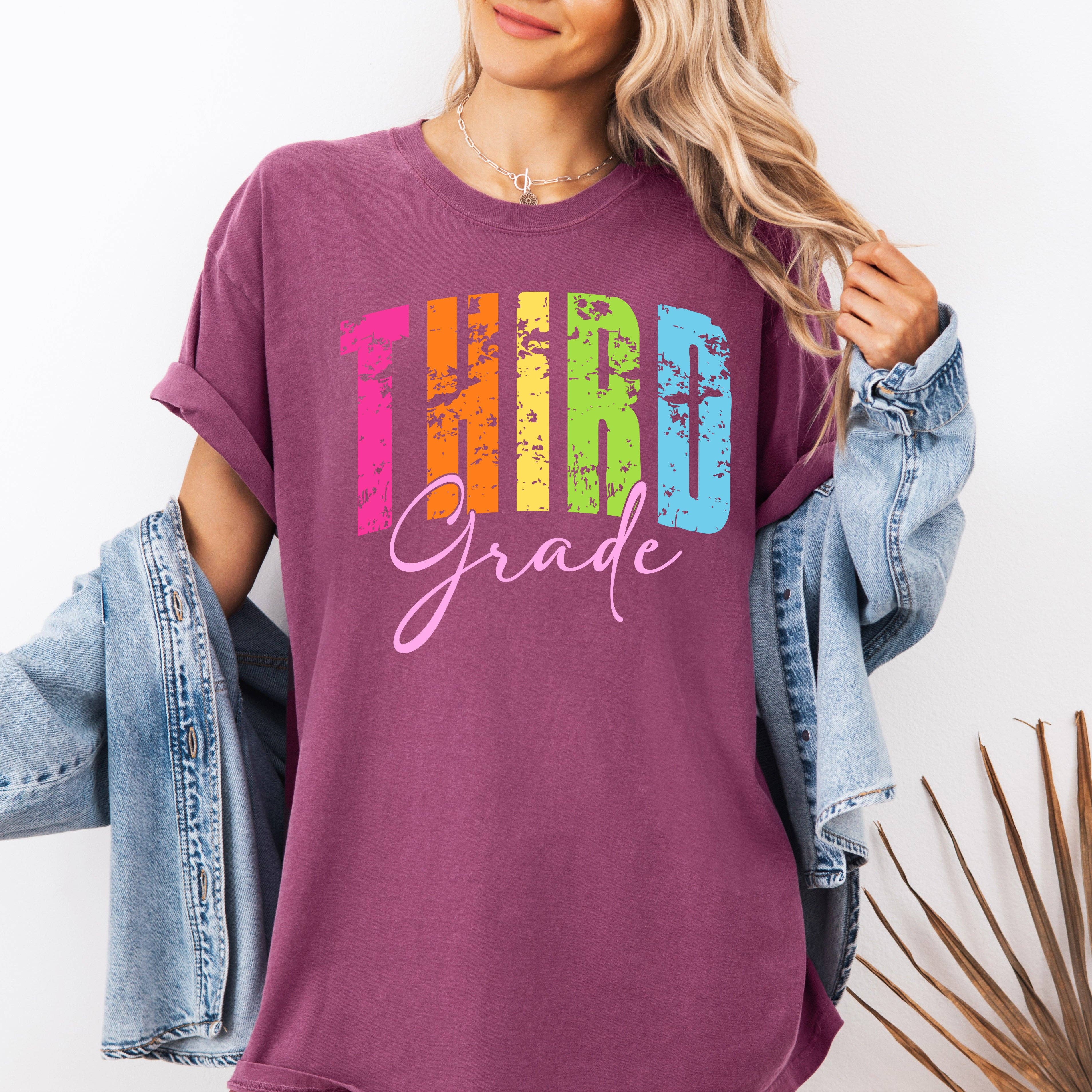 Third Grade, Retro, Teacher, Back To School Cute - Adult & Kids T-Shirts, Sweatshirts & Hoodies apparel design preview 1