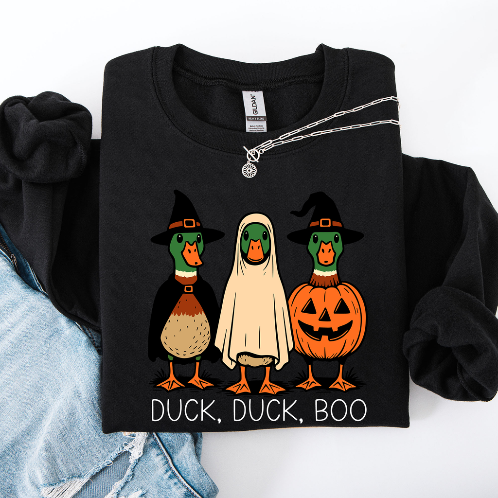 Duck Boo, Funny Goose Halloween Ghost Spooky - Adult & Kids T-Shirts, Sweatshirts & Hoodies apparel design preview 1