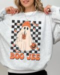 Boo-Jee Ghost, Checkered Halloween Coffee Drink - Adult & Kids T-Shirts, Sweatshirts & Hoodies apparel design preview 1