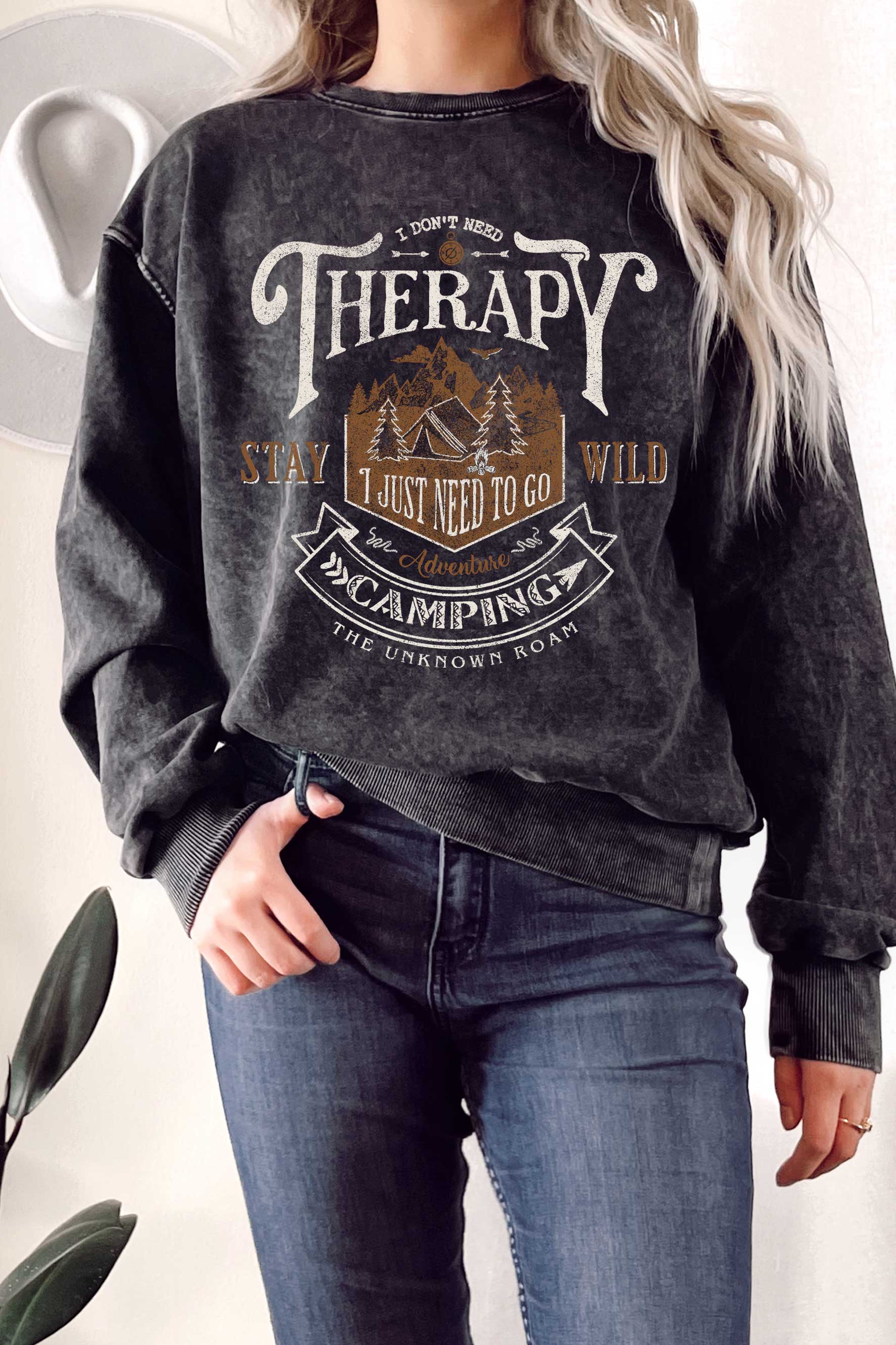 I Don't Need Theraphy Go Camping Mineral Terry - Adult & Kids T-Shirts, Sweatshirts & Hoodies apparel design preview 1