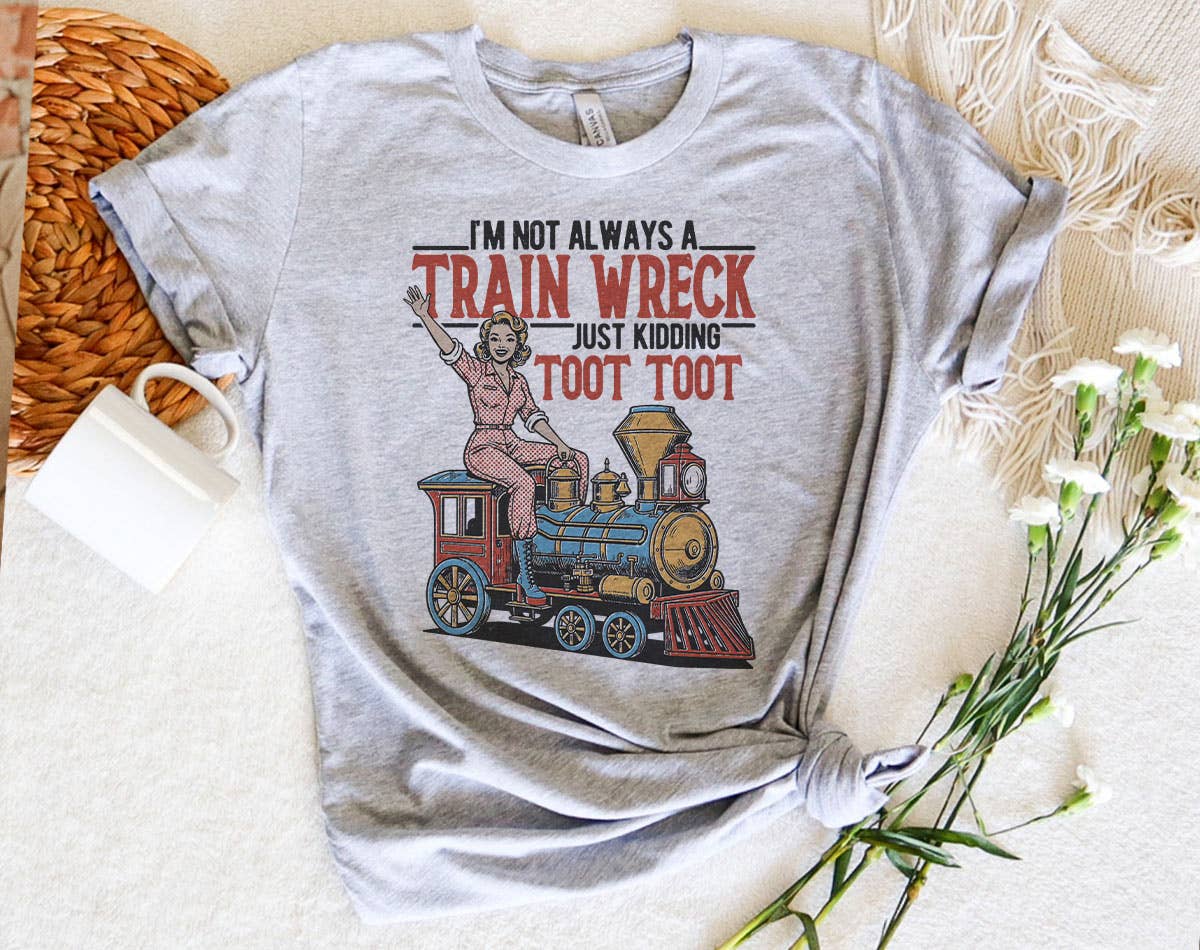 I'm Not Always A Train Wreck Funny Retro Ringer - Adult & Kids T-Shirts, Sweatshirts & Hoodies apparel design preview 1