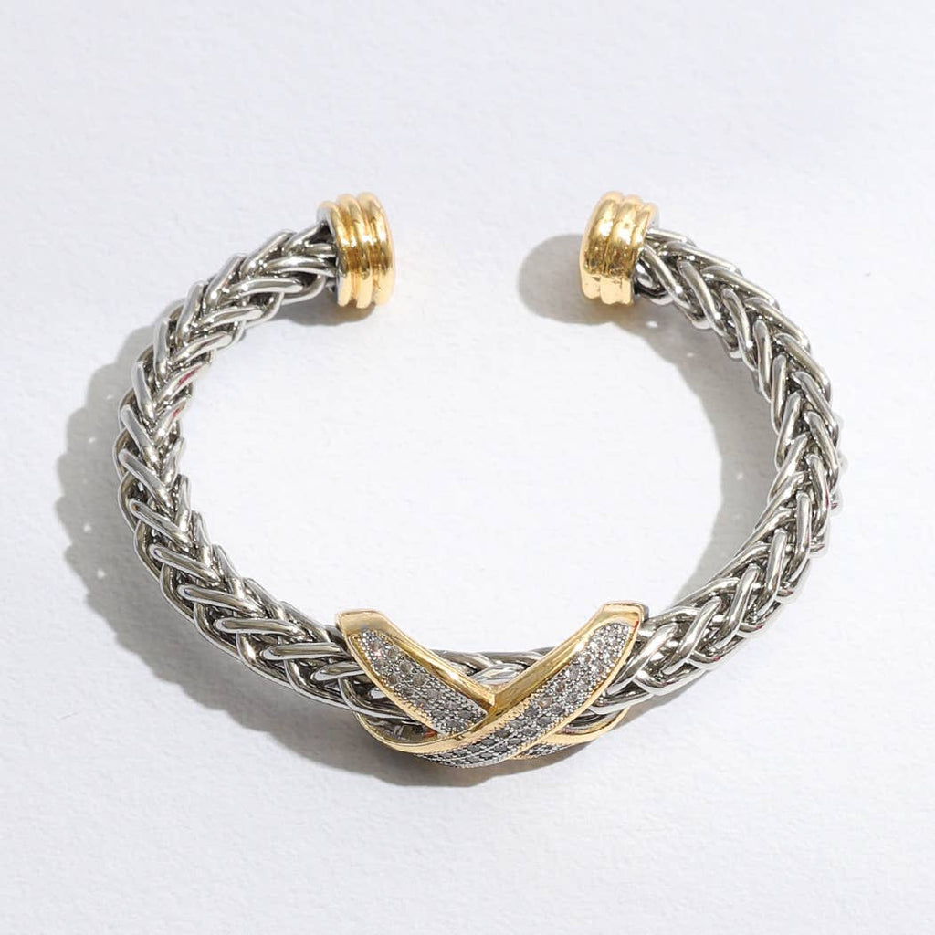Two Tone Cross Braided Pave Cz Cuff Bracelet - Adult & Kids T-Shirts, Sweatshirts & Hoodies apparel design preview 1