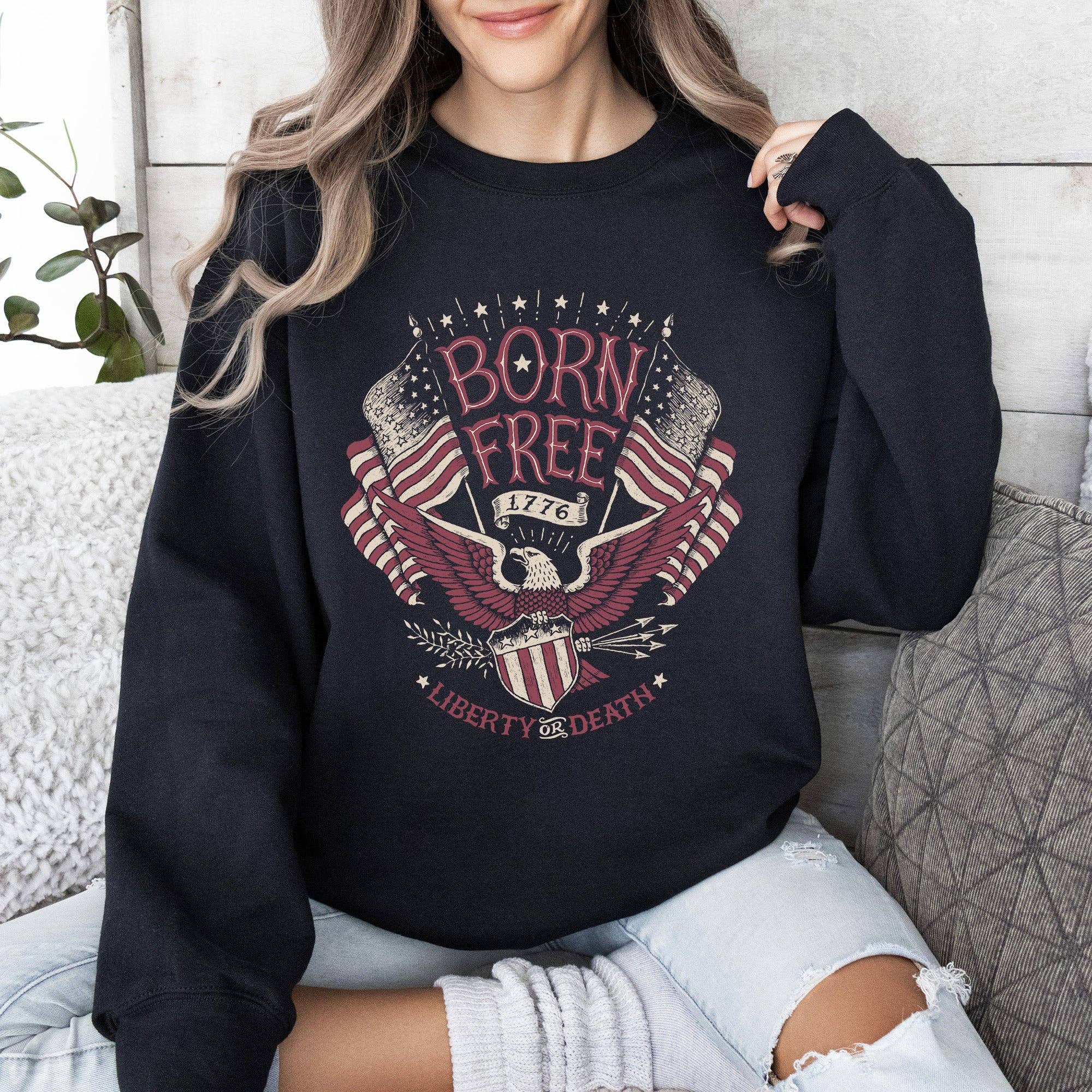 Born Free, Patriotic, 1776, 4th of July - Adult & Kids T-Shirts, Sweatshirts & Hoodies apparel design preview 1