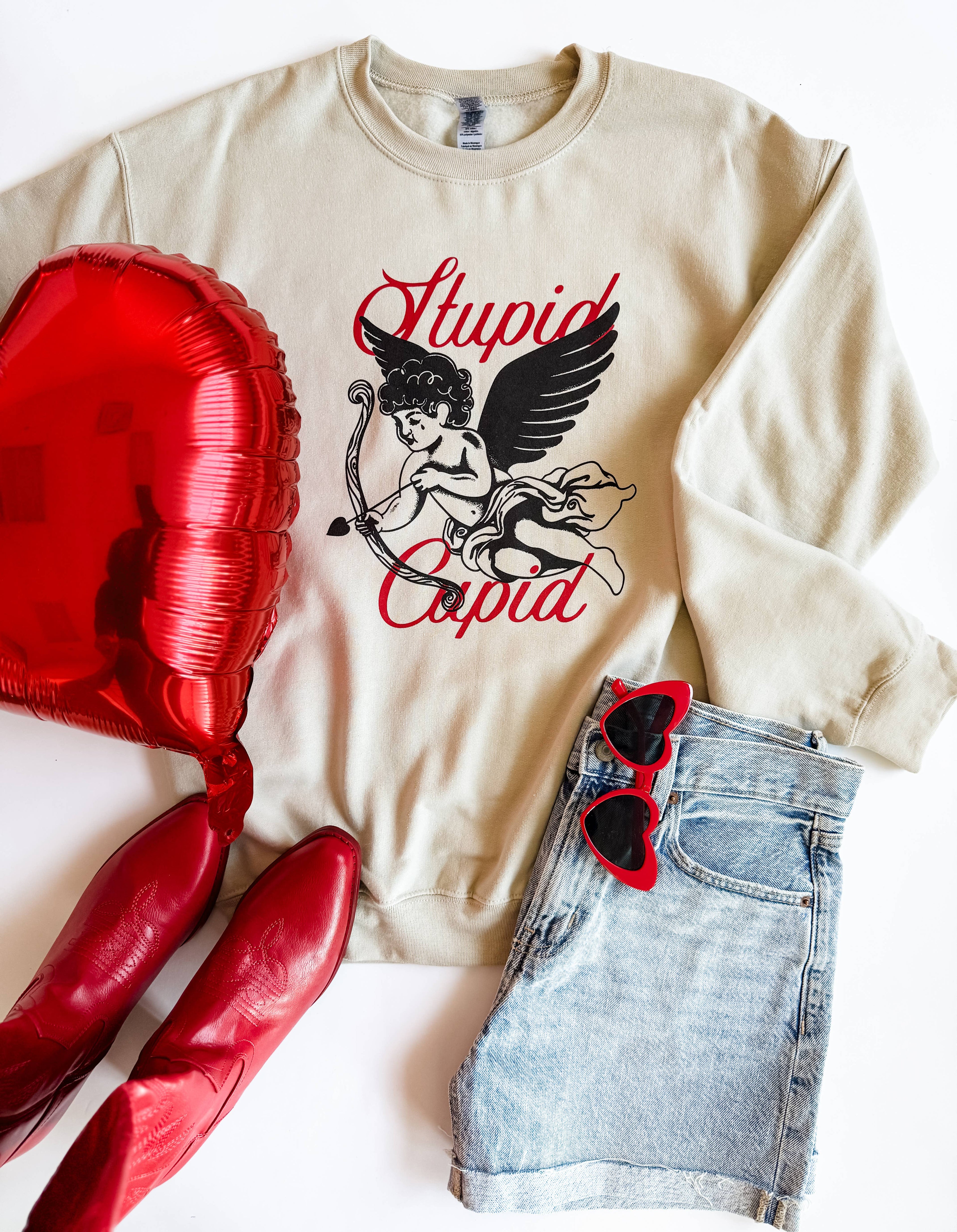 Anti Cupid Crewneck Valentine's Day, Valentine - Adult & Kids T-Shirts, Sweatshirts & Hoodies apparel design preview 1