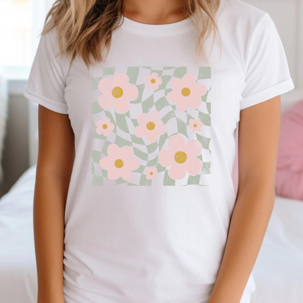 Checkered Spring Florals - Adult & Kids T-Shirts, Sweatshirts & Hoodies apparel design preview 1