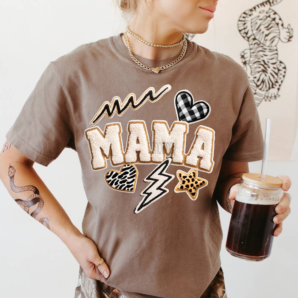 Faux Patch Mama Collage - Adult & Kids T-Shirts, Sweatshirts & Hoodies apparel design preview 1