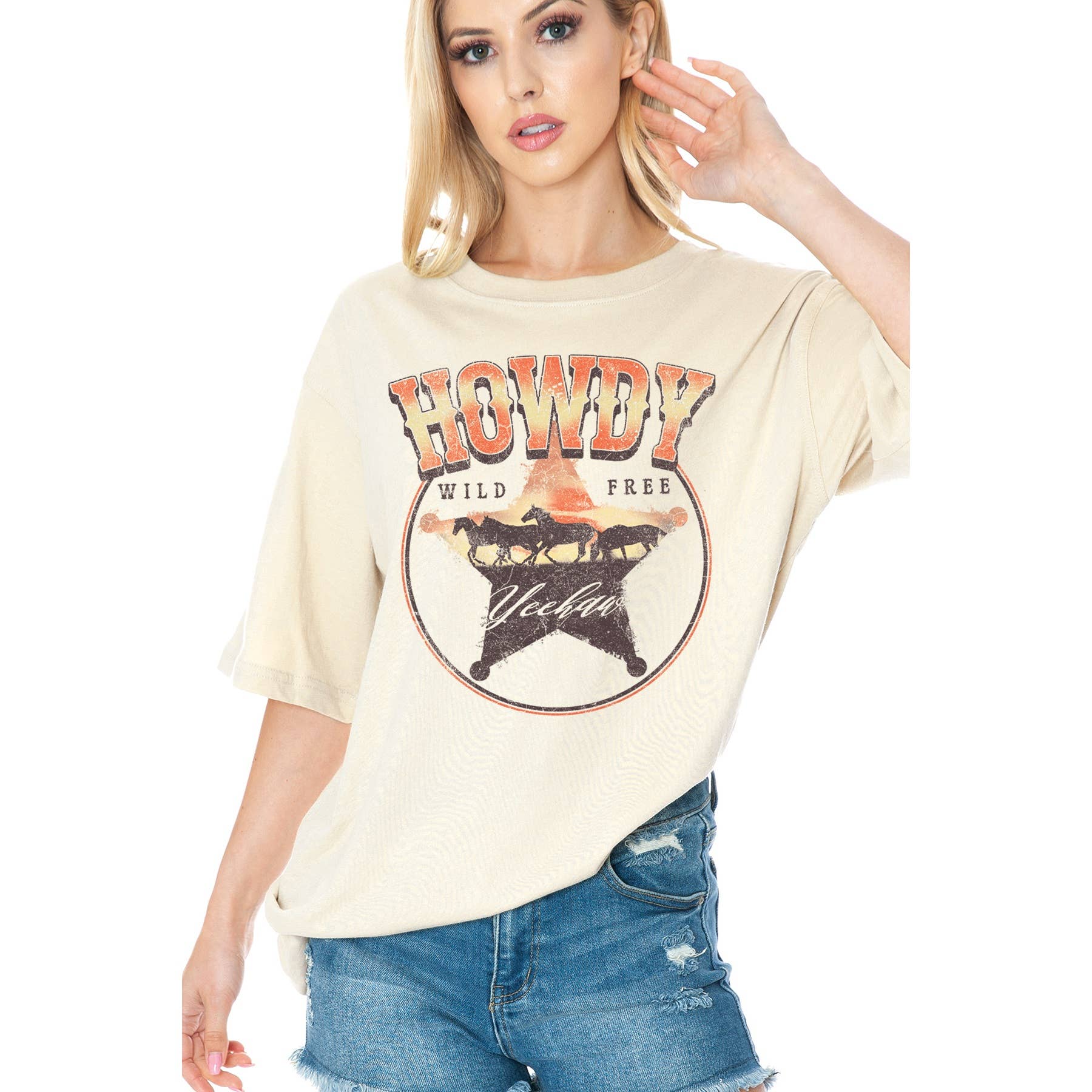 Howdy Wild Free Unisex Oversized Screen Printed - Adult & Kids T-Shirts, Sweatshirts & Hoodies apparel design preview 1