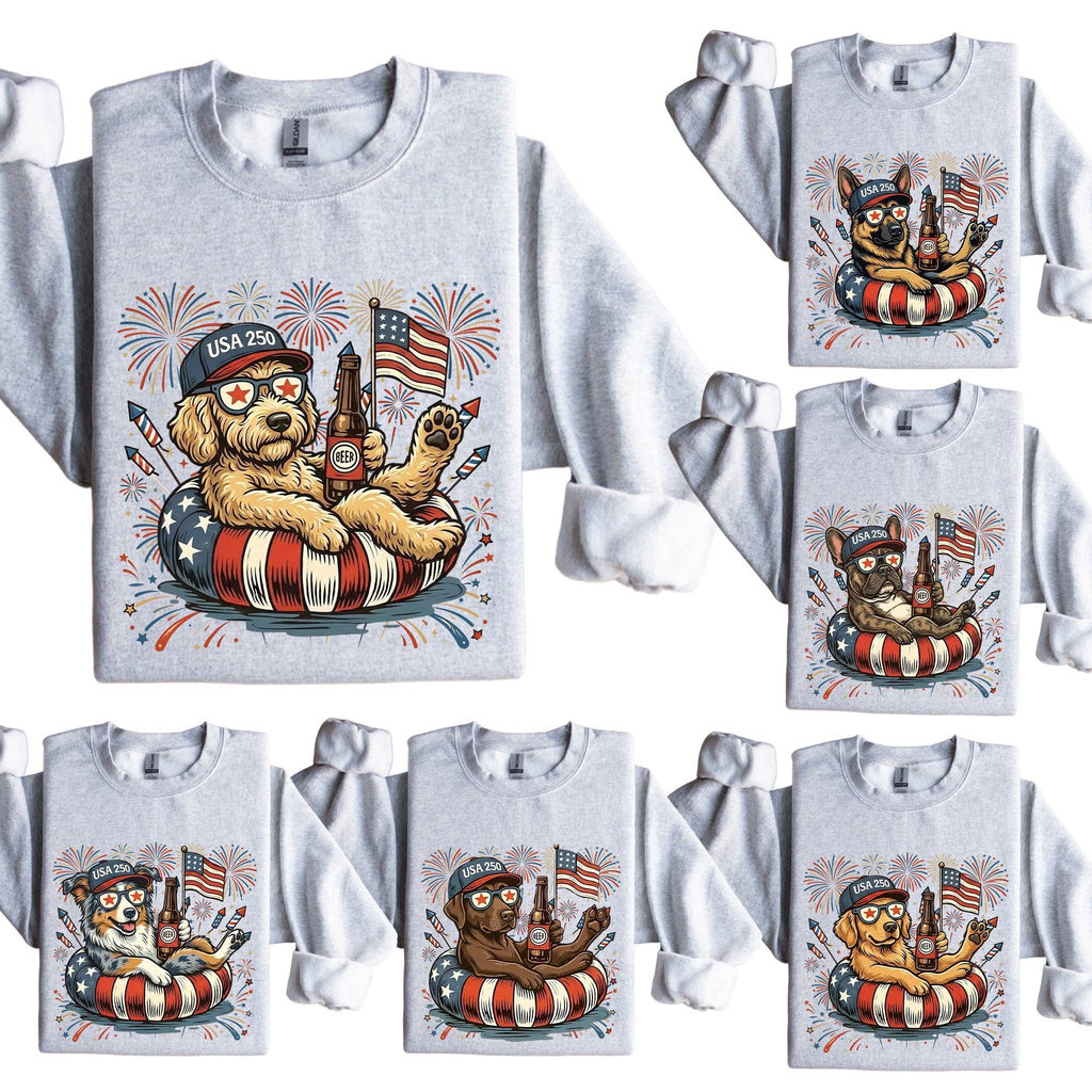 Patriotic Dogs: 4th of July Dog 50+ Breeds - Adult & Kids T-Shirts, Sweatshirts & Hoodies apparel design preview 1