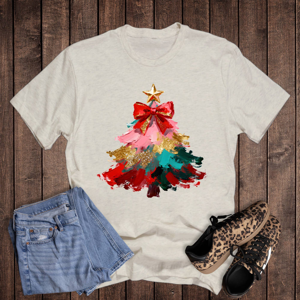 Christmas Faux Paint and Glitter Tree Graphic - Adult & Kids T-Shirts, Sweatshirts & Hoodies apparel design preview 1