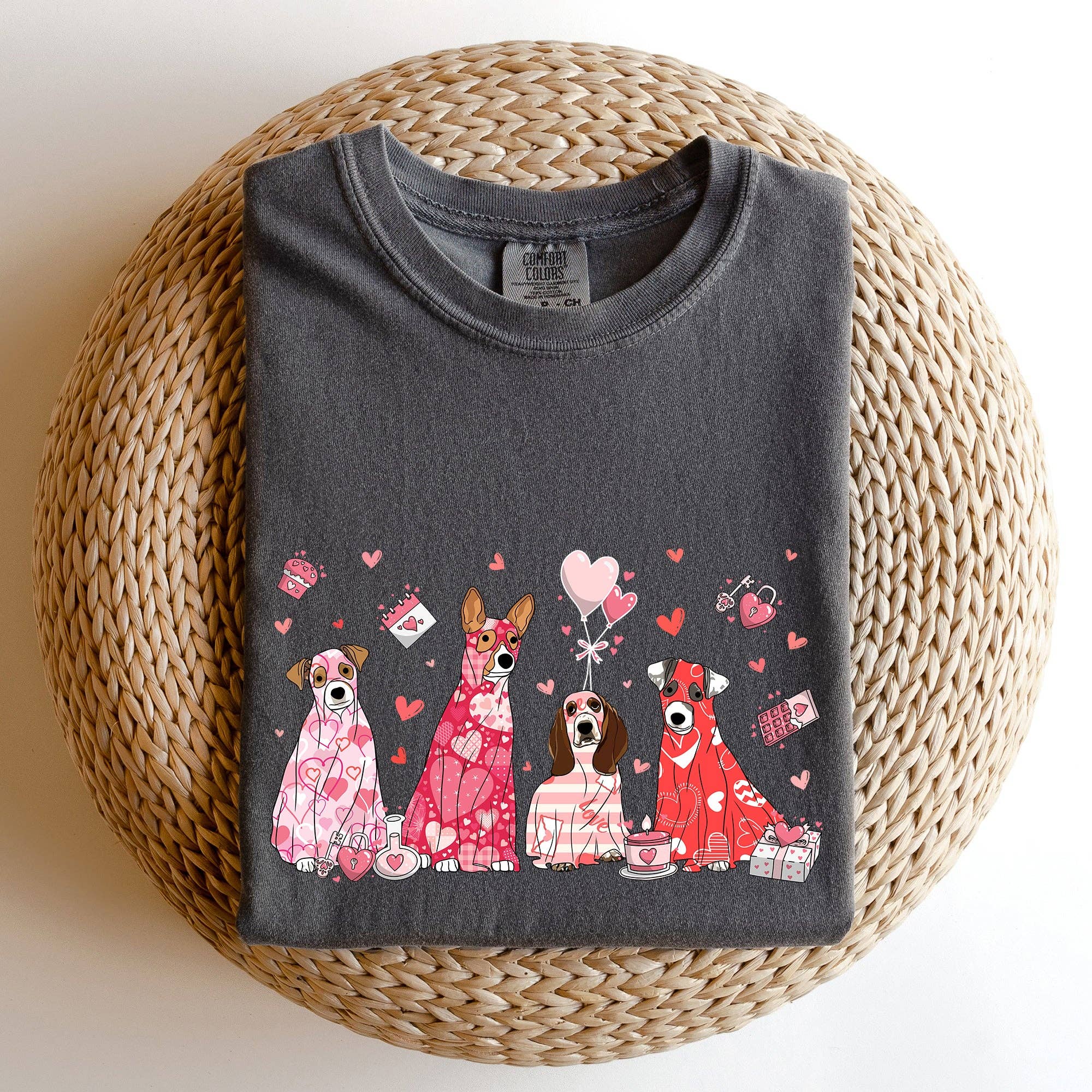 Valentine Ghost Dogs, Comfort Colors Valentine's Day - Adult & Kids T-Shirts, Sweatshirts & Hoodies apparel design preview 1
